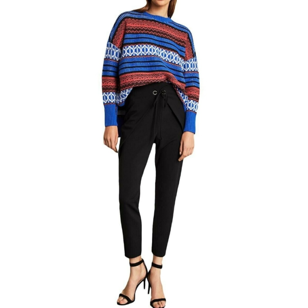 Bcbgmaxazria Wrap High Waist Tapered Pants Black